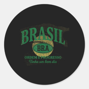 Braziliaanse cadeauvlag Braziliaanse fan vintage s Ronde Sticker