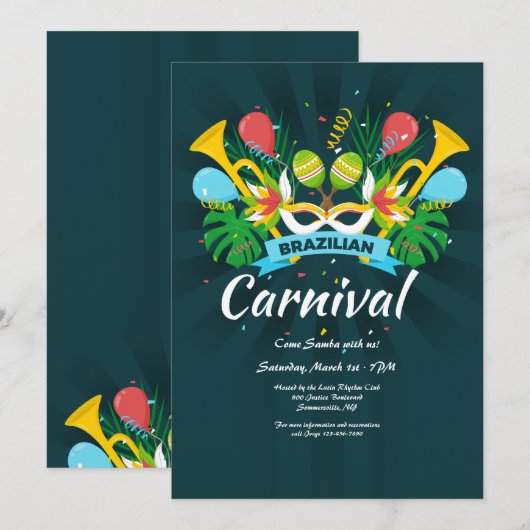 Braziliaanse carnaval kaart (Voorkant / Achterkant)