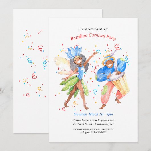 Braziliaanse carnaval kaart (Voorkant / Achterkant)