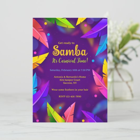 Braziliaanse carnaval uitnodigingen (Staand voorkant)