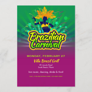 Braziliaanse carnavaluitnodiging kaart