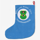 Braziliaanse Chanoeka engel vlag gepersonaliseerd Grote Kerstsok (Achterkant)
