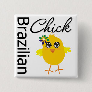 Braziliaanse Chick Vierkante Button 5,1 Cm