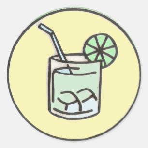braziliaanse cipirinha cocktail ronde sticker