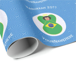 Braziliaanse engel Chanoeka vlag gepersonaliseerd Cadeaupapier