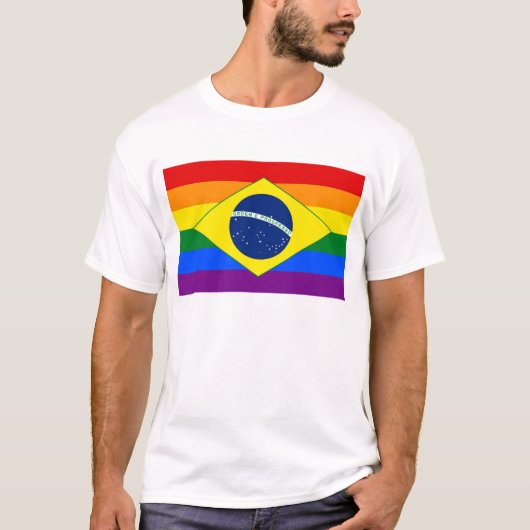 Braziliaanse Gay Pride Rainbow Flag T-Shirt (Voorkant)