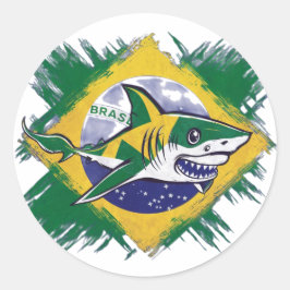 Braziliaanse haai ronde sticker
