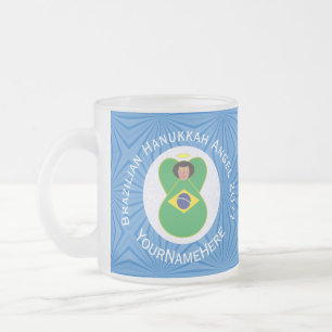 Braziliaanse Hanukkah Engel Vlag Gepersonaliseerd Matglas Koffiemok