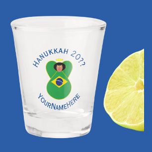 Braziliaanse Hanukkah Engel Vlag Gepersonaliseerd  Shot Glas