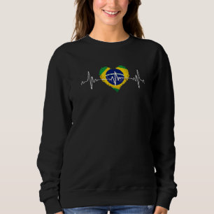 Braziliaanse hartslag met Braziliaanse vlag Trui