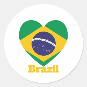 Braziliaanse hartvlag ronde sticker