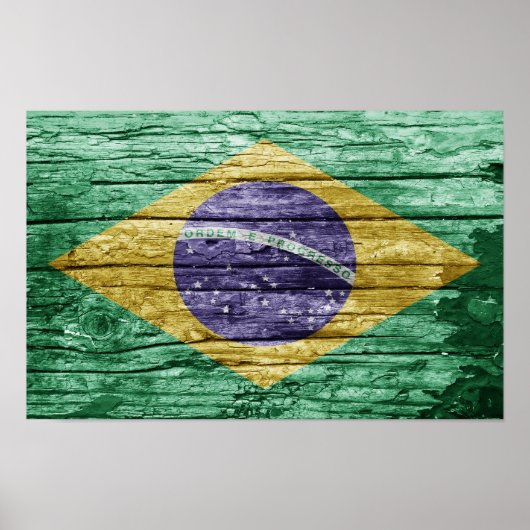 Braziliaanse houten vlag poster (Voorkant)
