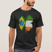Braziliaanse Ierse Shamrock Brazilië Ierland Vlag T-shirt (Voorkant)