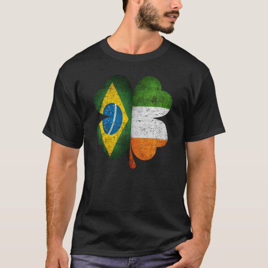 Braziliaanse Ierse Shamrock Brazilië Ierland Vlag T-shirt (Voorkant)