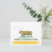 Braziliaanse jaguar - Braziliaanse vlag gecombinee Briefkaart (Staand voorkant)