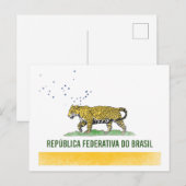 Braziliaanse jaguar - Braziliaanse vlag gecombinee Briefkaart (Voorkant / Achterkant)