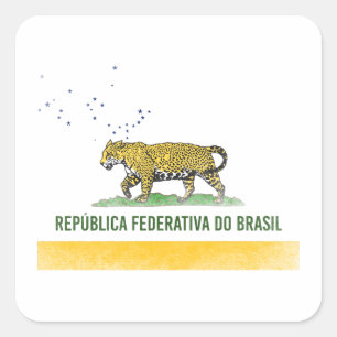 Braziliaanse Jaguar - Brazilië California vlag gec Vierkante Sticker