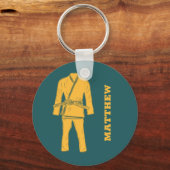 Braziliaanse Jiu Jitsu BJJ Gi Blauwgroen gepersona Sleutelhanger (Voorkant)