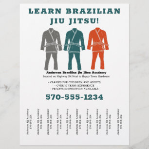 Braziliaanse Jiu Jitsu BJJ Lessen Afscheur stroken Flyer