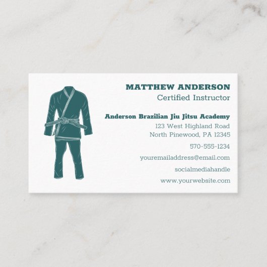 Braziliaanse Jiu Jitsu BJJ Schoool Instructeur Bla Visitekaartje (Voorkant)