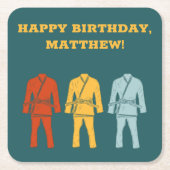 Braziliaanse Jiu Jitsu BJJ Thema Birthday Party Kartonnen Onderzetters (Voorkant)