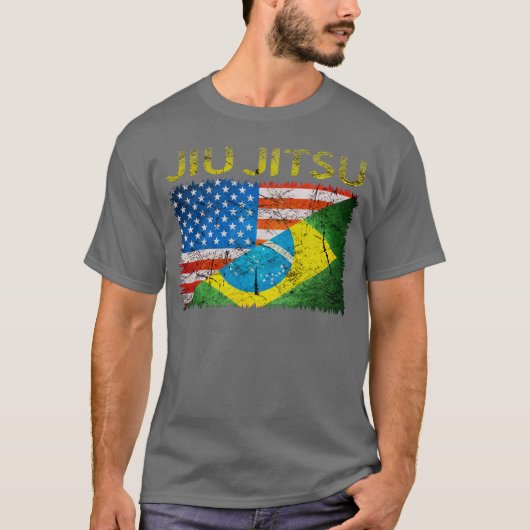 Braziliaanse Jiu Jitsu Dual Flags T-Shirt (Voorkant)