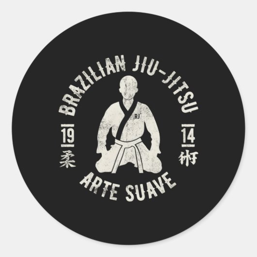 Braziliaanse Jiu Jitsu E Suave Oss BJJ Ronde Sticker (Voorkant)