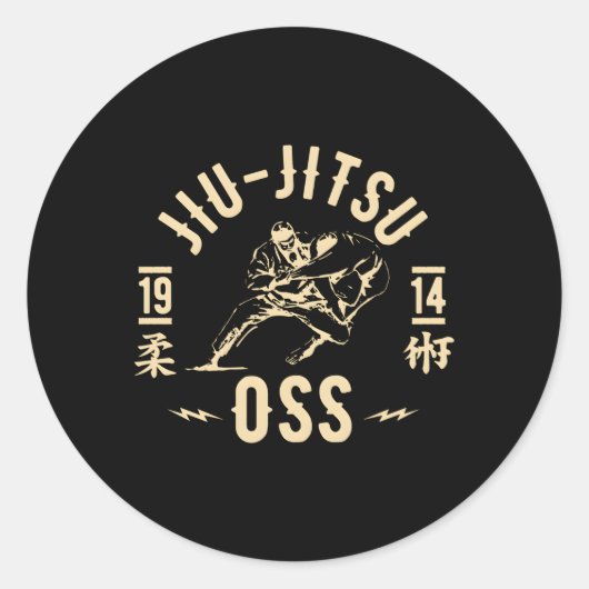 Braziliaanse Jiu Jitsu E Suave Oss BJJ Vechtgeest Ronde Sticker (Voorkant)