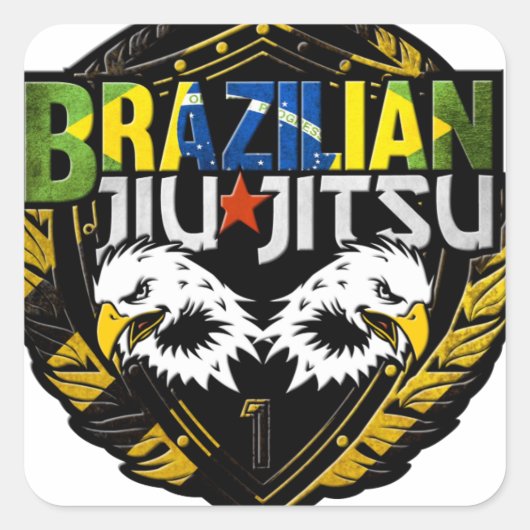 Braziliaanse Jiu Jitsu Emblem Vierkante Sticker (Voorkant)