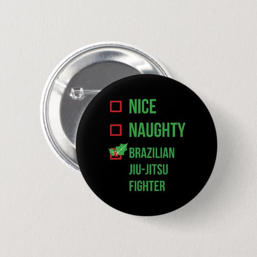 Braziliaanse Jiu-jitsu Fighter Funny Pajama Kerstm Ronde Button 5,7 Cm (Voorkant /achterkant)