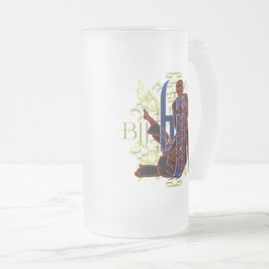 Braziliaanse Jiu Jitsu Frosted Beer Glass Matglas Bierpul (Voorkant rechts)