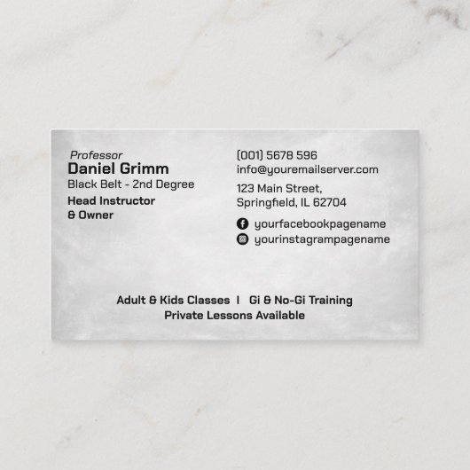 Braziliaanse Jiu-Jitsu instructeur Visitekaartje (Achterkant)