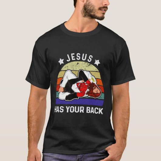 Braziliaanse Jiu Jitsu Jesus heeft uw rug tegen de T-shirt (Voorkant)