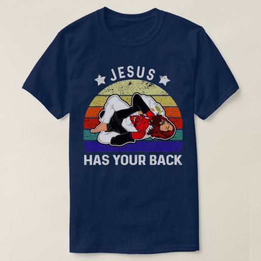 Braziliaanse Jiu Jitsu Jesus Jesus heeft uw rug 1 T-shirt (Design voorkant)