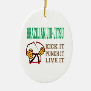 Braziliaanse Jiu-Jitsu Kick, Punch, Live het Keramisch Ornament