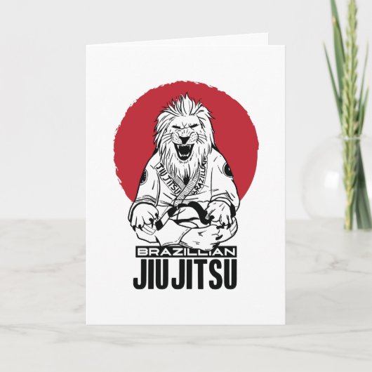 Braziliaanse Jiu Jitsu Lion Red Sunset Kaart (Voorkant)