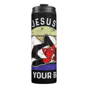 Braziliaanse Jiu Jitsu Shirt Jesus Shirt Jezus hee Thermosbeker