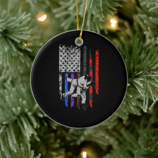 Braziliaanse Jiu Jitsu Stars & Stripes Rank BJJ Fl Keramisch Ornament (Boom)