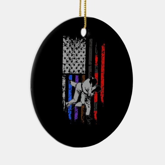 Braziliaanse Jiu Jitsu Stars & Stripes Rank BJJ Fl Keramisch Ornament (Rechts)
