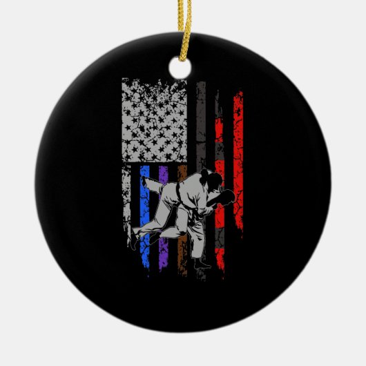 Braziliaanse Jiu Jitsu Stars & Stripes Rank BJJ Fl Keramisch Ornament (Voorkant)