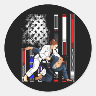 Braziliaanse Jiu Jitsu Sterren es Rang BJJ Vlag Ronde Sticker