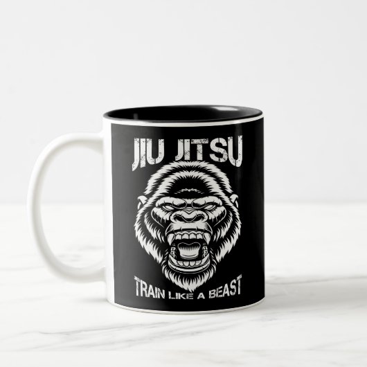 Braziliaanse Jiu Jitsu Train als een beest Tweekleurige Koffiemok (Links)