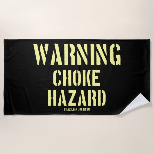 Braziliaanse Jiu Jitsu Waarschuwing Choke Hazard B Strandlaken (Voorkant)