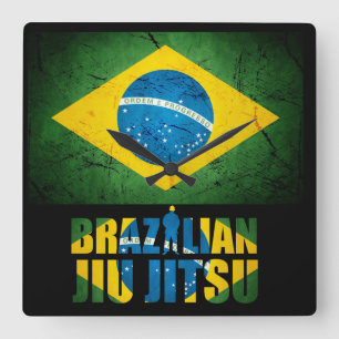 Braziliaanse Jiu Jitsu - Weathered Flag Wall Clock Vierkante Klok
