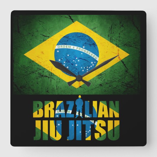 Braziliaanse Jiu Jitsu - Weathered Flag Wall Clock Vierkante Klok (Voorkant)