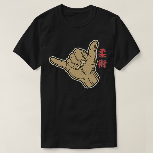 Braziliaanse jiujitsu Kanji Shaka Hand Let's Roll T-shirt (Design voorkant)