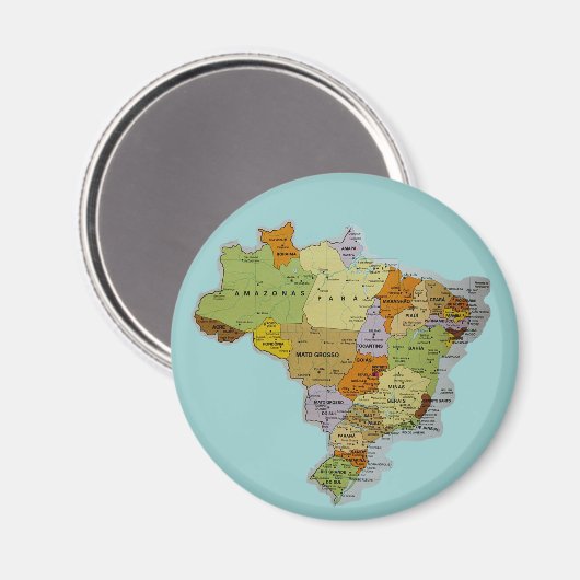 Braziliaanse kaart Koelkast Magnet (Voorkant / Achterkant)