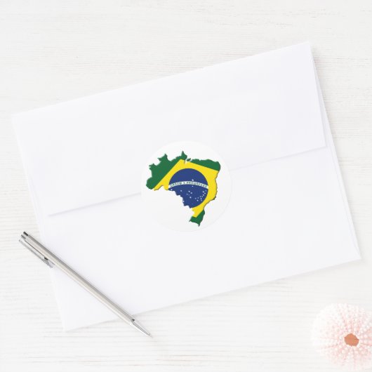 Braziliaanse kaart ronde sticker (Envelop)