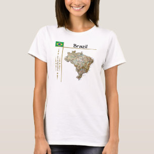 Braziliaanse kaart + vlag + titel T-shirt