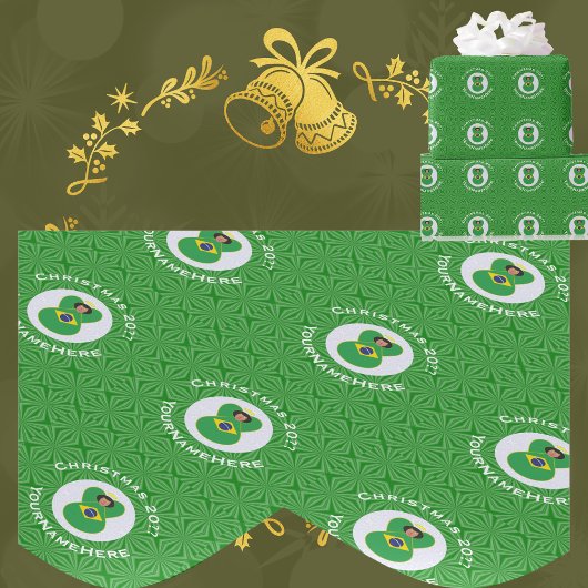 Braziliaanse kerst engel vlag gepersonaliseerd cadeaupapier
